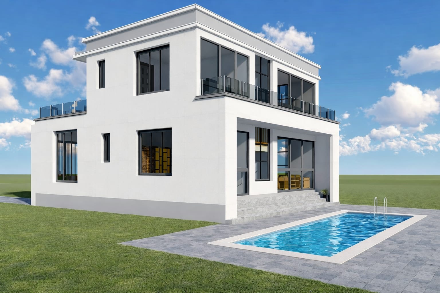 Large villa garden and pool design