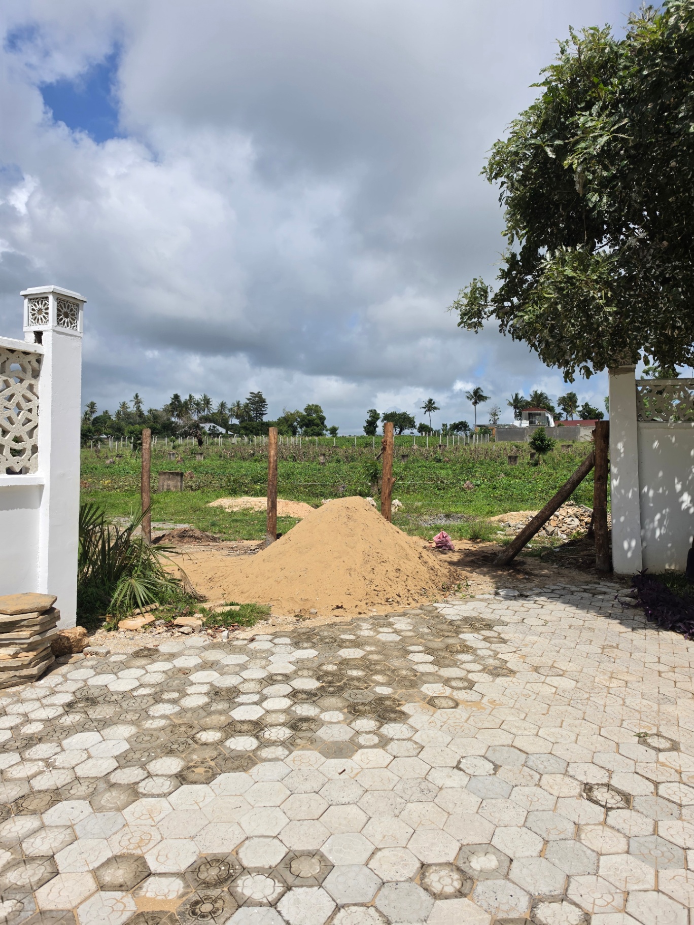 Landscaped grounds and paving
